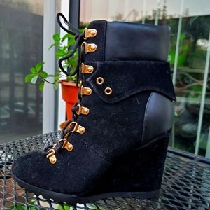 Black and Gold Wedged Heels